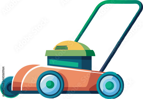 A vibrant mower vector art illustration featuring a detailed lawnmower design, perfect for landscaping, gardening, and outdoor maintenance-themed creative projects.
