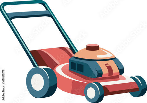 A vibrant mower vector art illustration featuring a detailed lawnmower design, perfect for landscaping, gardening, and outdoor maintenance-themed creative projects.