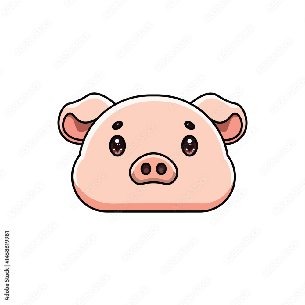 Playful Colored Pig Head Icon Playful Colored Pig Head Icon