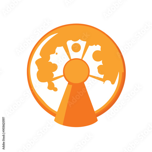 Abstract Orange Ferris Wheel Icon Design On White Background Illustration
