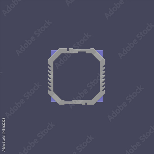 Futuristic Sci Fi Metallic Blue Gray Frame For Games UI Avatar Or Reward Logo Element e-Sport Vector Design