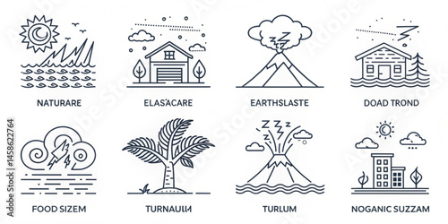 Vector icons set of a church with people illustration