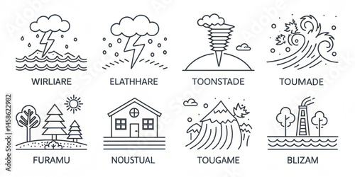 Vector icons set of a church with people illustration