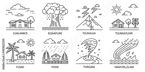 Vector icons set of a church with people illustration