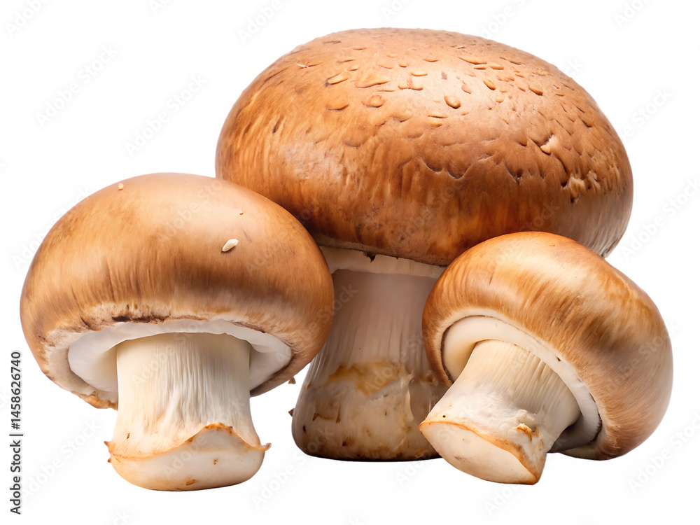 Fototapeta premium Brown Champignon Mushrooms Isolated on White Background. AI GENERATED