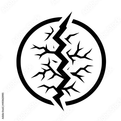 Symbolic Crack: Black & White Icon of Division and Resilience