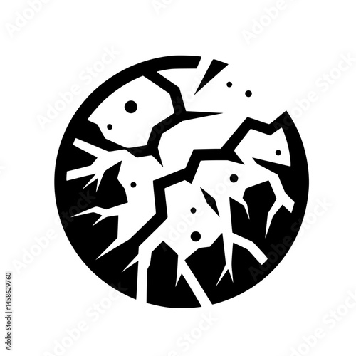 Abstract Broken Sphere Icon: Fracture, Shatter, & Concept Design