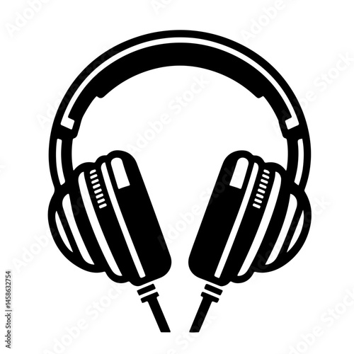 Black and White SVG of Headphones Icon
