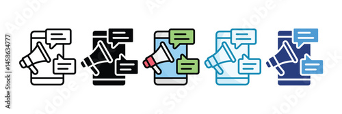Mobile Marketing Icon Set Multiple Style Collection