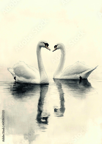 Swan Couple in Love