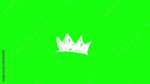 Looping scribble animation of Crown with Green screen overlay background - 4K Loop