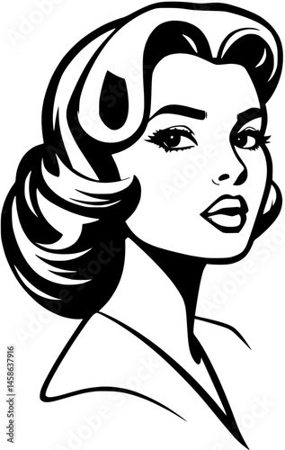 Vintage Woman Portrait in Bold Black and White Style