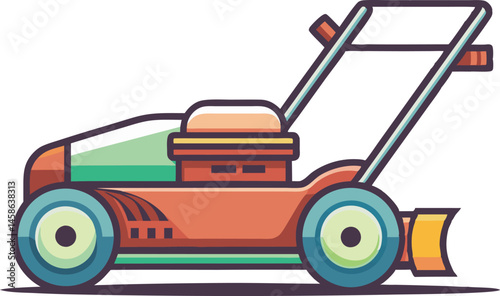 A vibrant mower vector art illustration showcasing a detailed lawn mower design, ideal for landscaping, gardening, and outdoor maintenance themed projects.