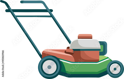 A vibrant mower vector art illustration showcasing a detailed lawn mower design, ideal for landscaping, gardening, and outdoor maintenance themed projects.