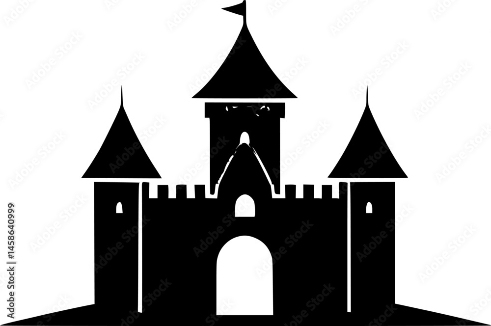 Obraz premium castle logo or icon silhouette design vector art illustration 