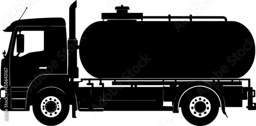 truck with fuel tank silhouette vector art illustration
