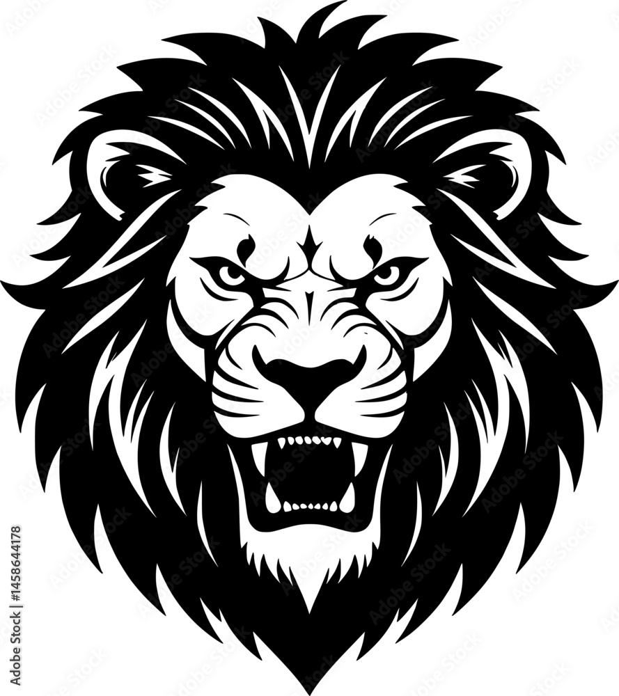 Fototapeta premium angry lion face icon silhouettes design vector illustration. 