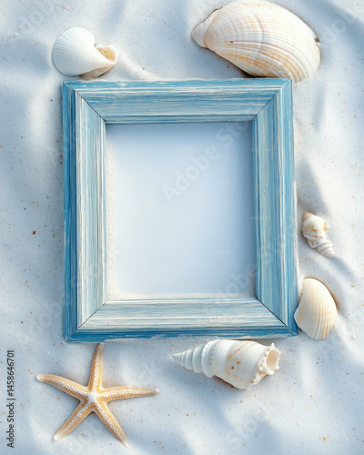 Cadres avec coquillage et sable 