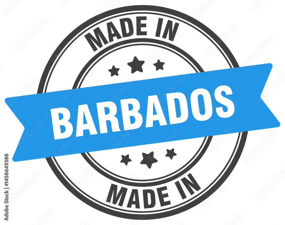 Fototapeta premium Made in Barbados round sign. Made in Barbados stamp.