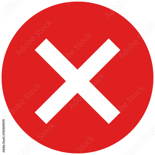 Red Cross X Icon. Cancel, Error, No, Wrong and Rejected Symbol Isolated on Transparent Background