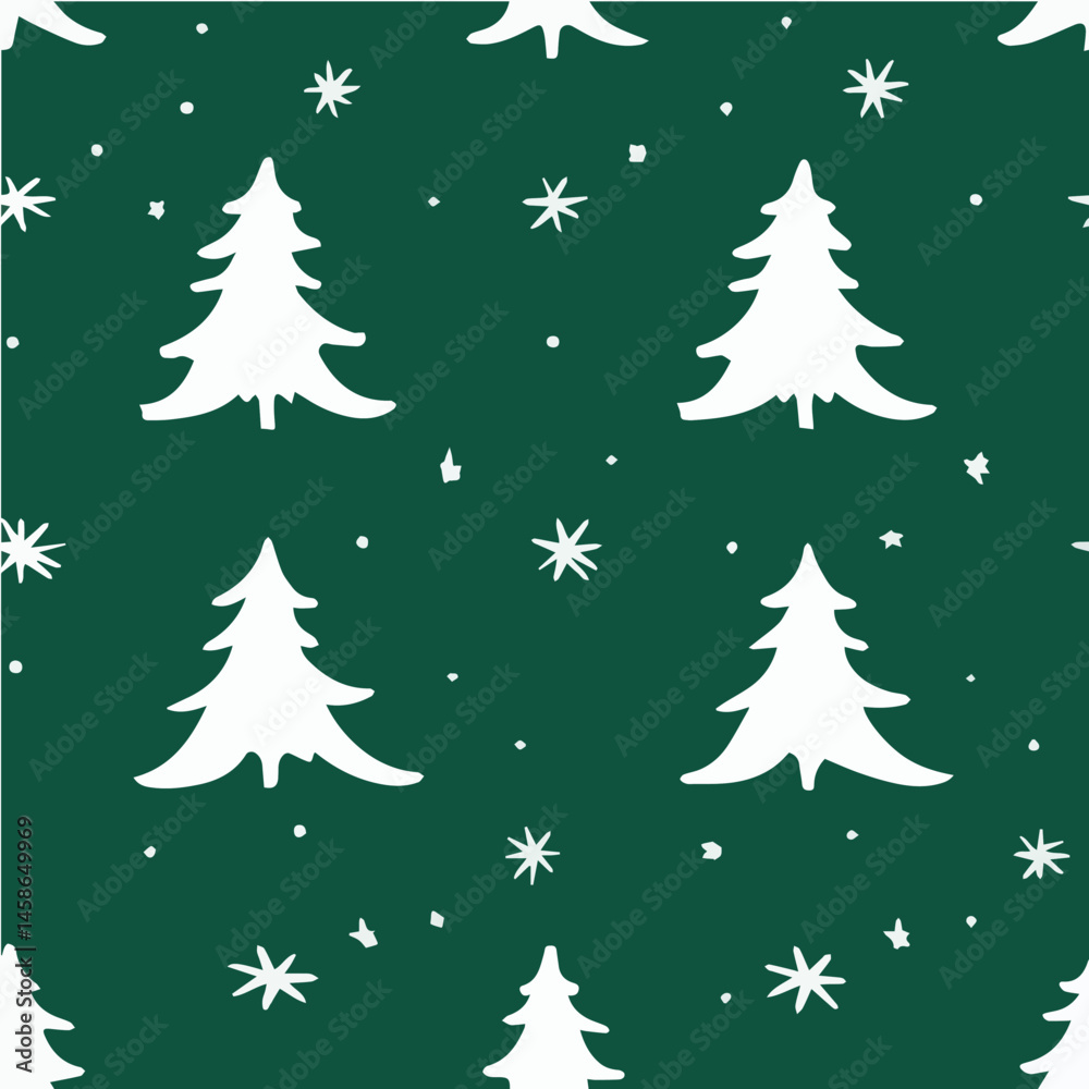 Obraz premium Vector of Christmas tree Seamless Patterns red background