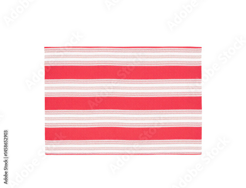 Free Download Rectangular fabric mat with alternating red and white horizontal stripes. - GFXLoad