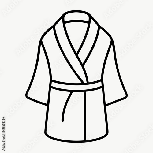 Folded Bathrobe Icon – Minimalist Line Art Drawing on White Background