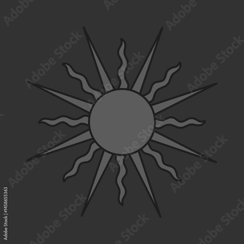 antique sun illustration; vintage solar depiction
