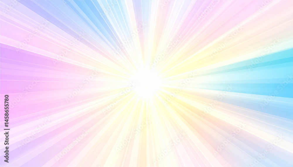 Fototapeta premium radiant burst of light in pastel tones creates celestial atmosphere, with luminous beams radiating outward from bright center, evoking sense of wonder and tranquility