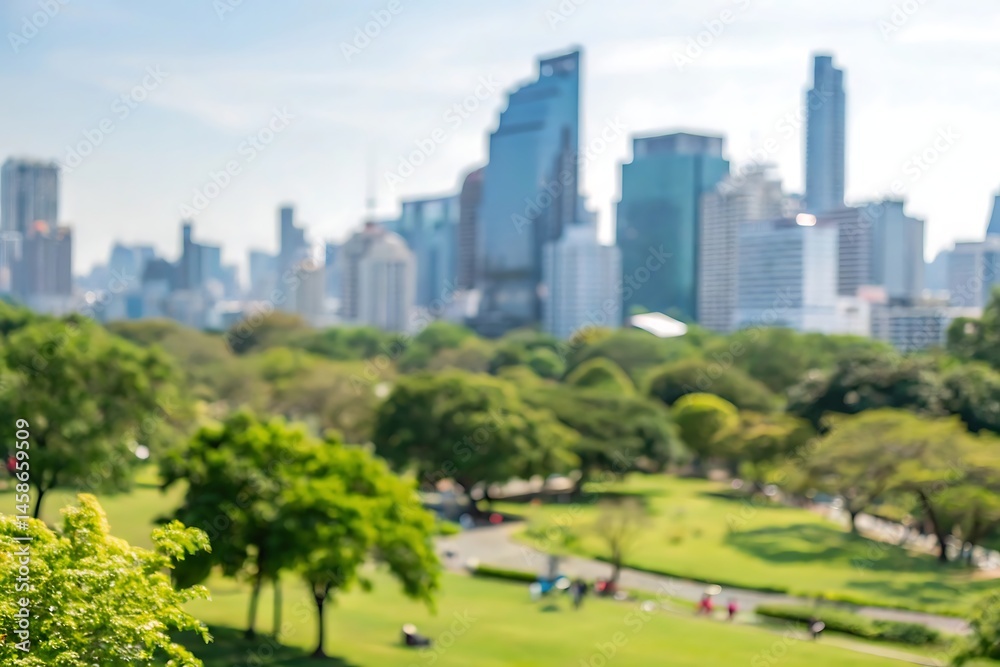 Obraz premium City park gathering urban landscape blurred background nature vibes daytime view