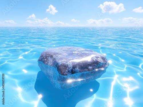 Solitary Rock in Azure Waters: A Serene Seascape