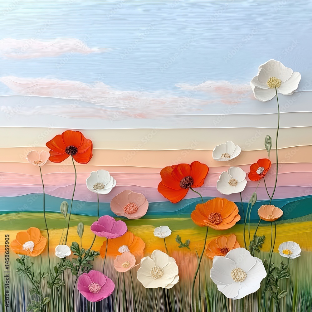 Fototapeta premium Vibrant flower blossoms in hyperrealistic style nature scene gigapixel resolution colorful landscape