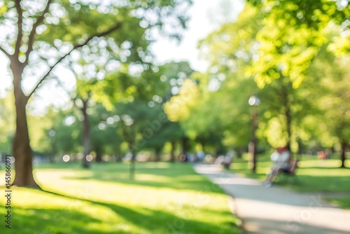 Blurred nature scene in park soft light greenery relaxing environment peaceful view