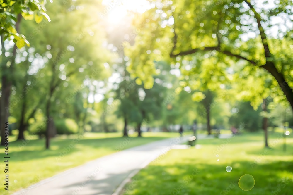 Naklejka premium Blurred greenery and light in a park nature scene daytime bliss soft background