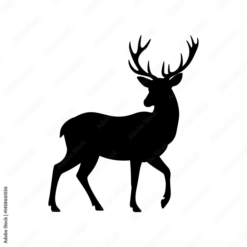Fototapeta premium Vector illustration of a deer with antlers in profile