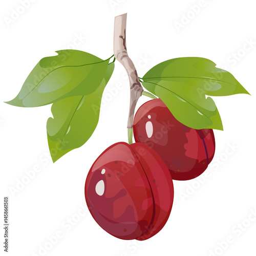 Plums in game design. For sticker and t-shirt design, posters, logos, labels, banners, stickers, product packaging design, etc