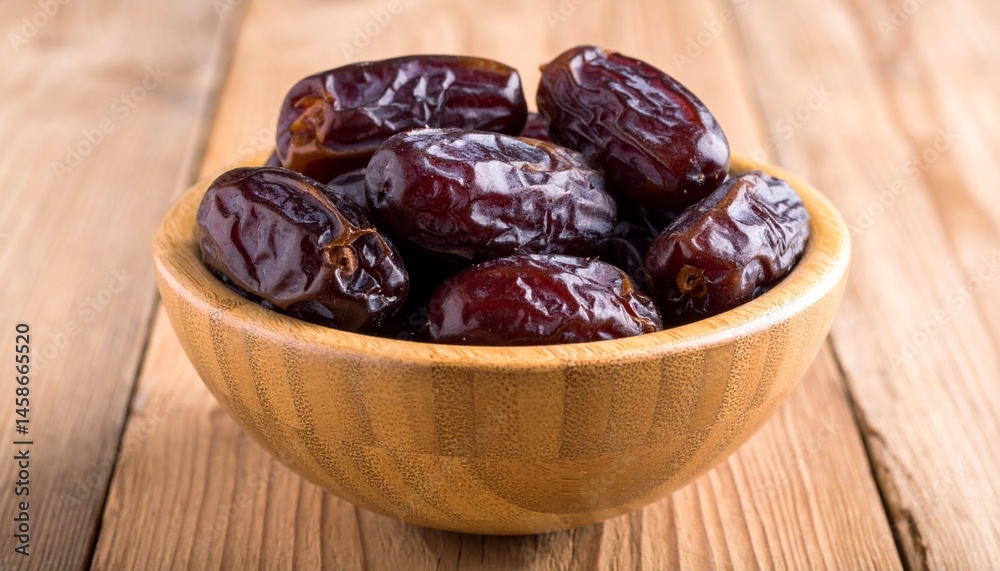 Dates in wooden bowl Dates in wooden bowl