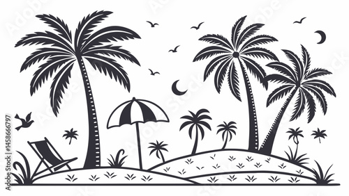 vector illustration of a tropical island