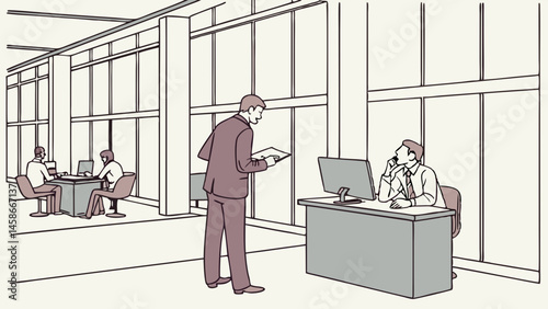 two businessmen shaking hands in office