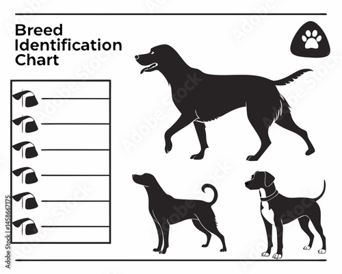 Dog Breed Identification Chart Printable Guide for Canine Lovers Featuring Silhouettes of Popular Breeds Helpful Spaces