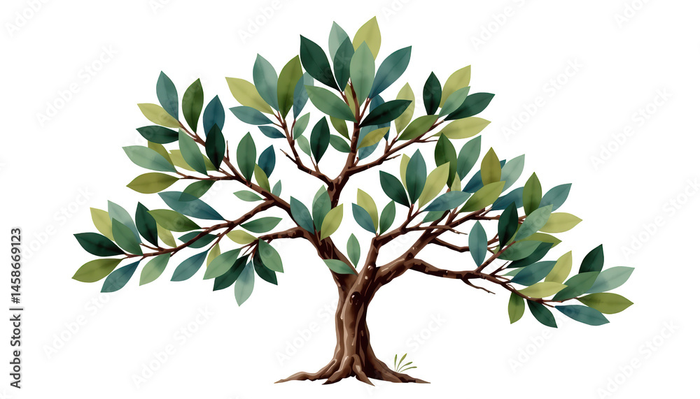 Obraz premium Majestic green tree flourishing in nature's embrace, a vibrant display of life and growth