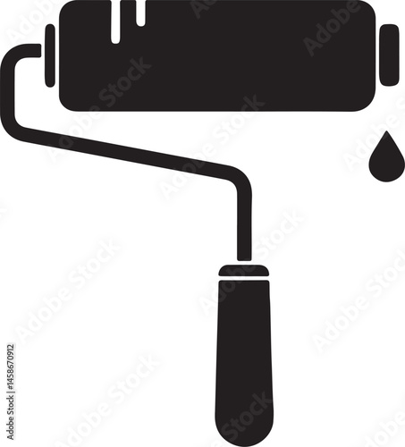 paint roller silhouette, black and white silhouette, vector and illustration
