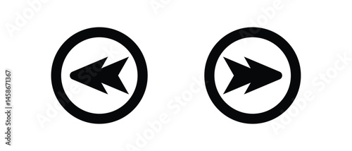 back and next arrow icon, preview and next arrow icon, left and right arrows icon button on white background.