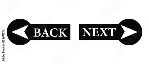 back and next arrow icon, preview and next arrow icon, left and right arrows icon button on white background.