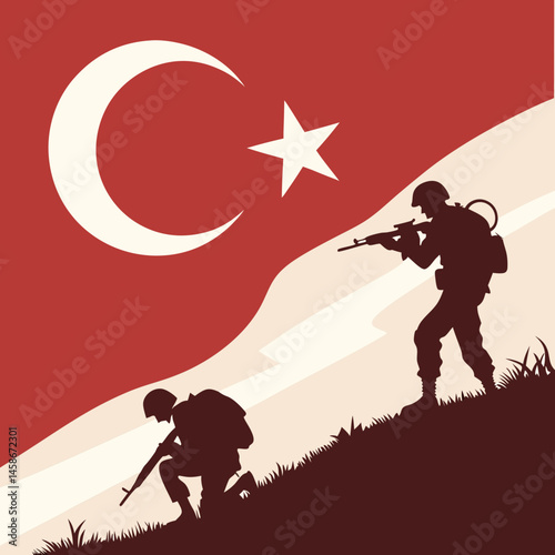 Turkish Soldier Silhouettes Patriotism War Remembrance Military History National Flag Courage Sacrifice Duty Honor