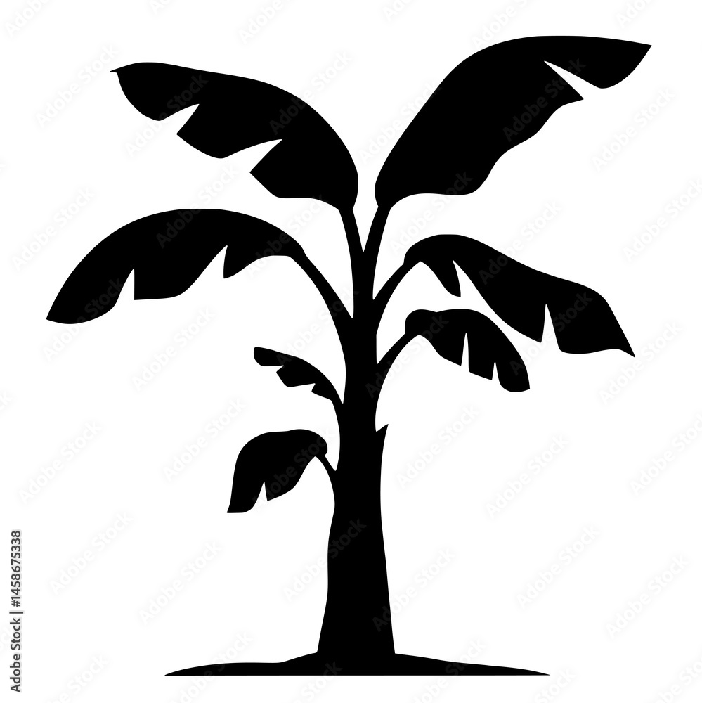 Naklejka premium banana tree silhouette illustration, HD image