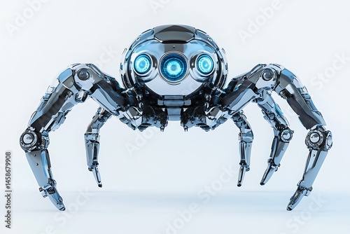 3D Multi-Eyed Spider-Like Robot with Chrome-Plated Design photo