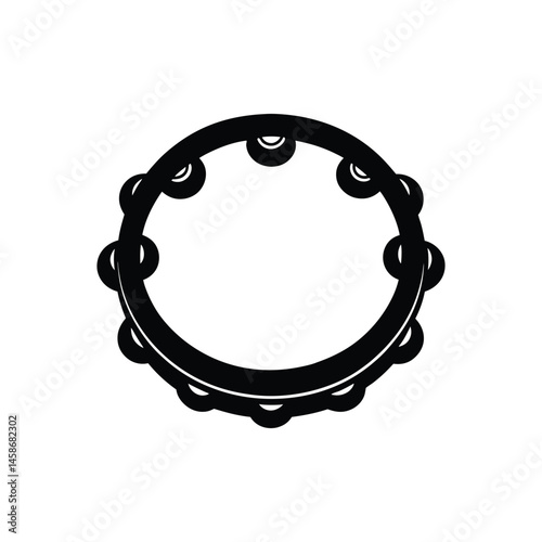 tambourine silhouette art illustration on white background