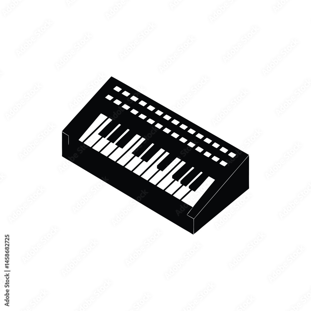 synthesizer silhouette art illustration on white background