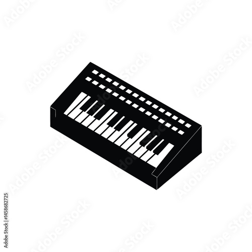 synthesizer silhouette art illustration on white background